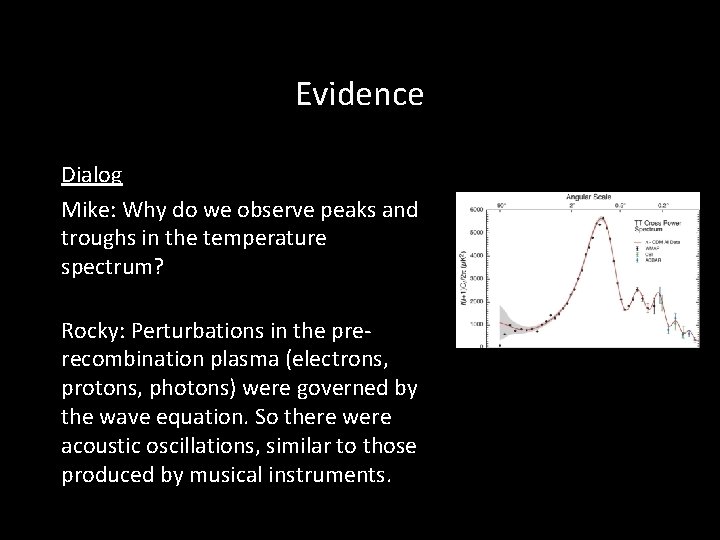 Evidence Dialog Mike: Why do we observe peaks and troughs in the temperature spectrum?