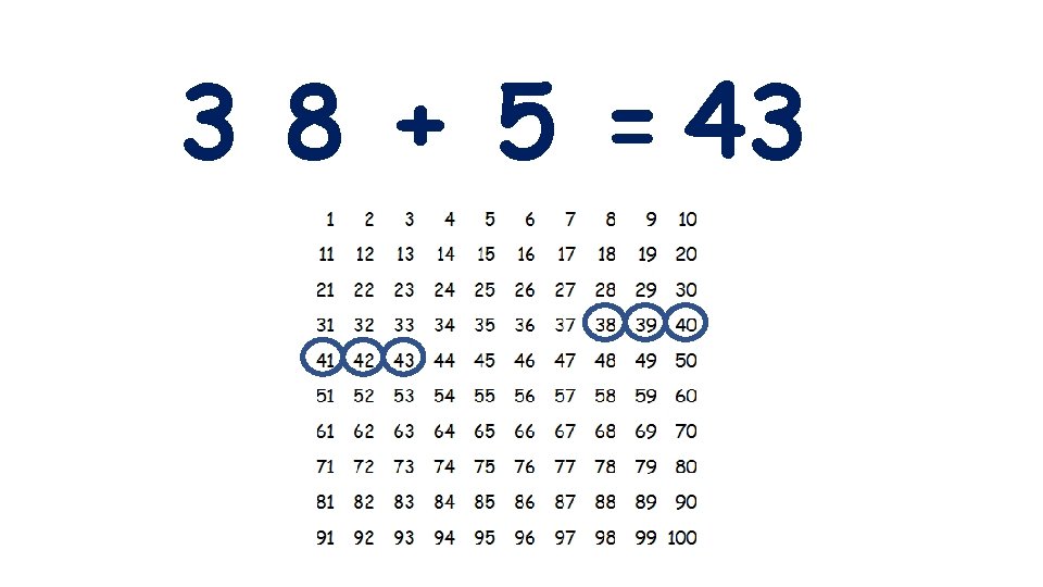 3 8 + 5 = 43 