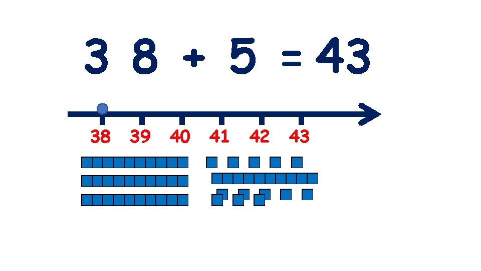 3 8 + 5 = 43 38 39 40 41 42 43 