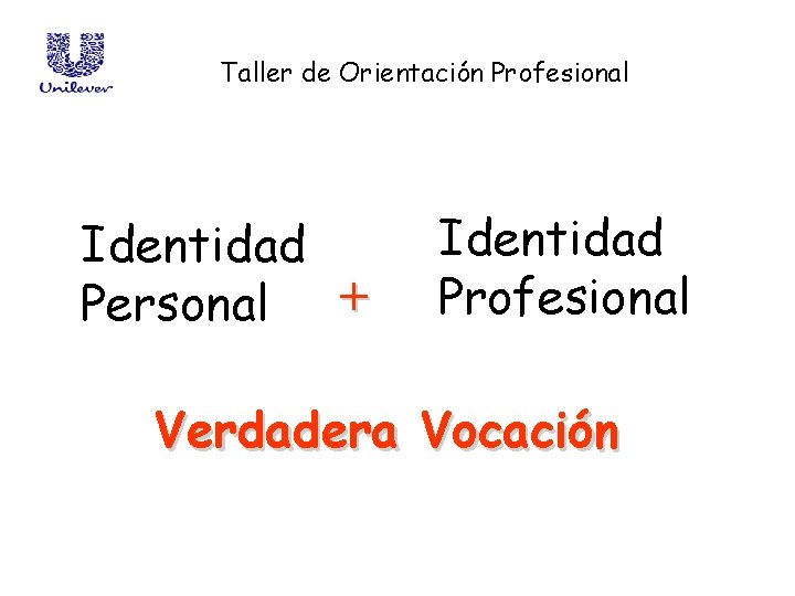Taller de Orientación Profesional Identidad Personal + Identidad Profesional Verdadera Vocación 