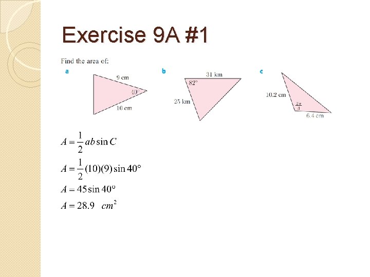 Exercise 9 A #1 