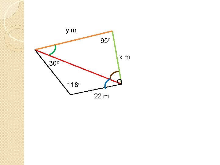 ym 95 o xm 30 o 118 o 22 m 