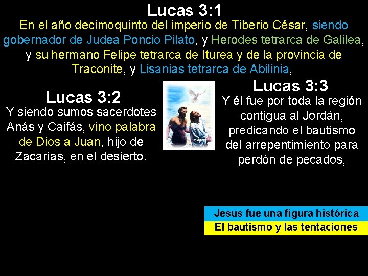 Lucas 3: 1 En el año decimoquinto del imperio de Tiberio César, siendo gobernador