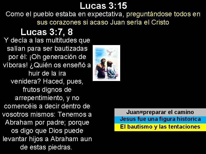 Lucas 3: 15 Como el pueblo estaba en expectativa, preguntándose todos en sus corazones