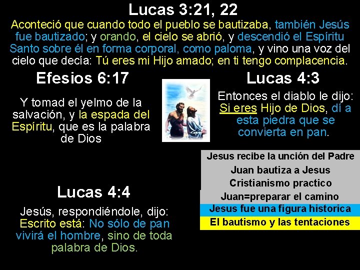 Lucas 3: 21, 22 Aconteció que cuando todo el pueblo se bautizaba, también Jesús