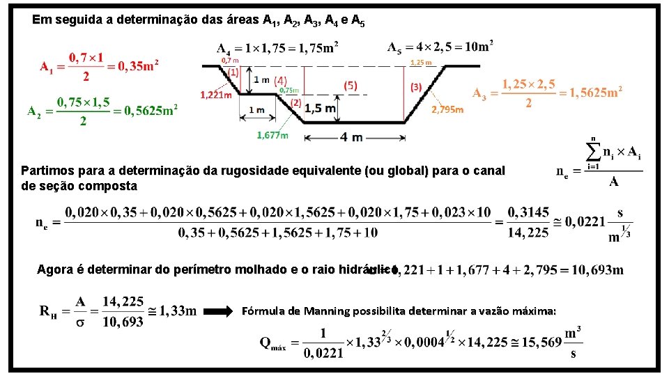 Em seguida a determinação das áreas A 1, A 2, A 3, A 4