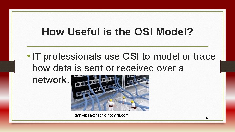 How Useful is the OSI Model? • IT professionals use OSI to model or