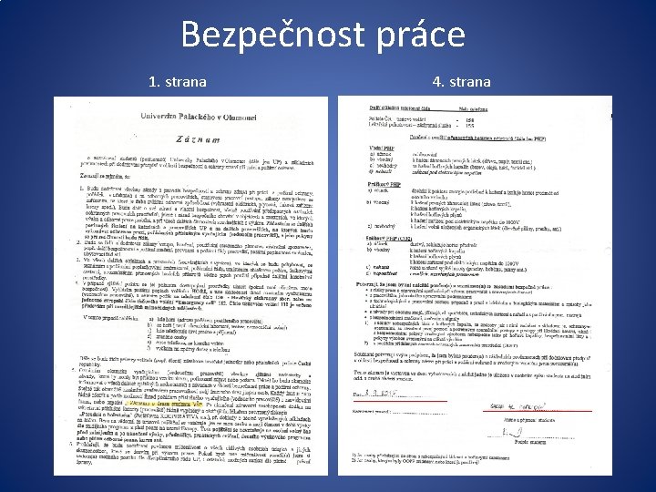 Bezpečnost práce 1. strana 4. strana 