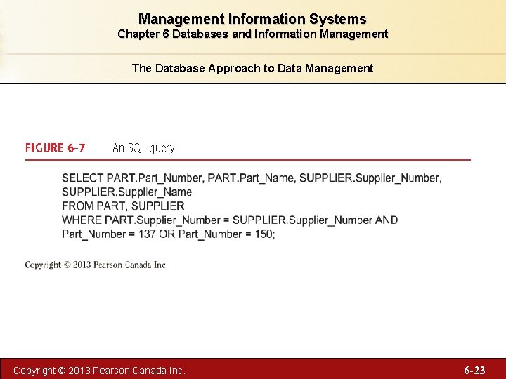 Management Information Systems Chapter 6 Databases and Information Management The Database Approach to Data