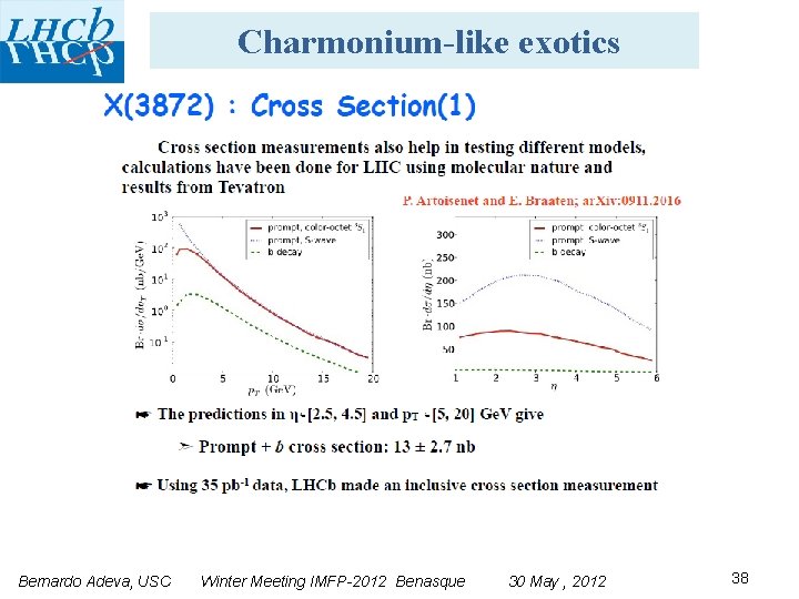 Charmonium-like exotics Bernardo Adeva, USC Winter Meeting IMFP-2012 Benasque 30 May , 2012 38