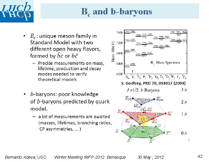 Bc and b-baryons Bernardo Adeva, USC Winter Meeting IMFP-2012 Benasque 30 May , 2012