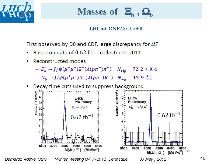 Masses of b , b LHCb-CONF-2011 -060 Bernardo Adeva, USC Winter Meeting IMFP-2012 Benasque