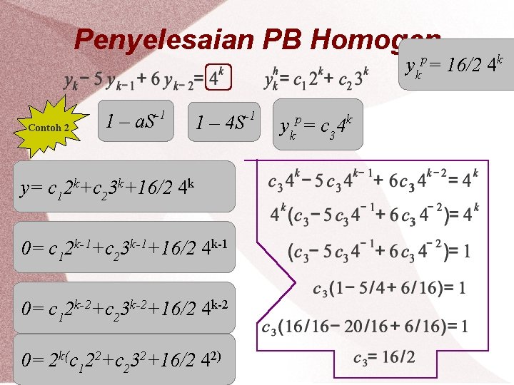 Penyelesaian PB Homogen ykp= 16/2 4 k Contoh 2 1 – a. S-1 1