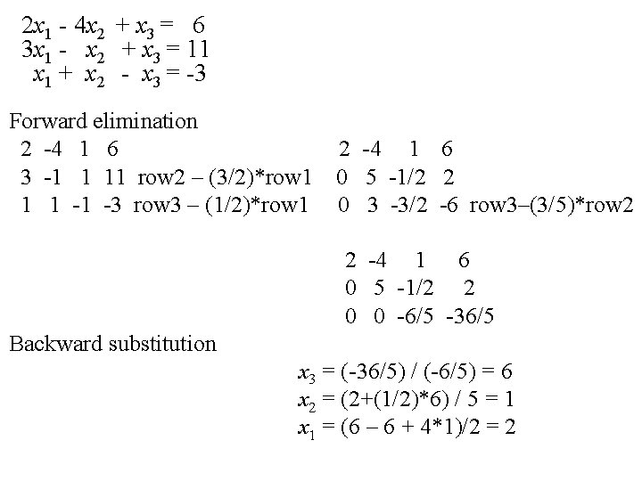 2 x 1 - 4 x 2 + x 3 = 6 3 x