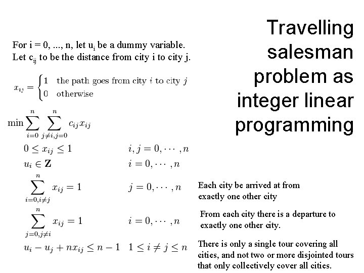 For i = 0, . . . , n, let ui be a dummy