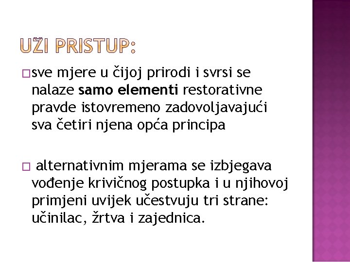 �sve mjere u čijoj prirodi i svrsi se nalaze samo elementi restorativne pravde istovremeno