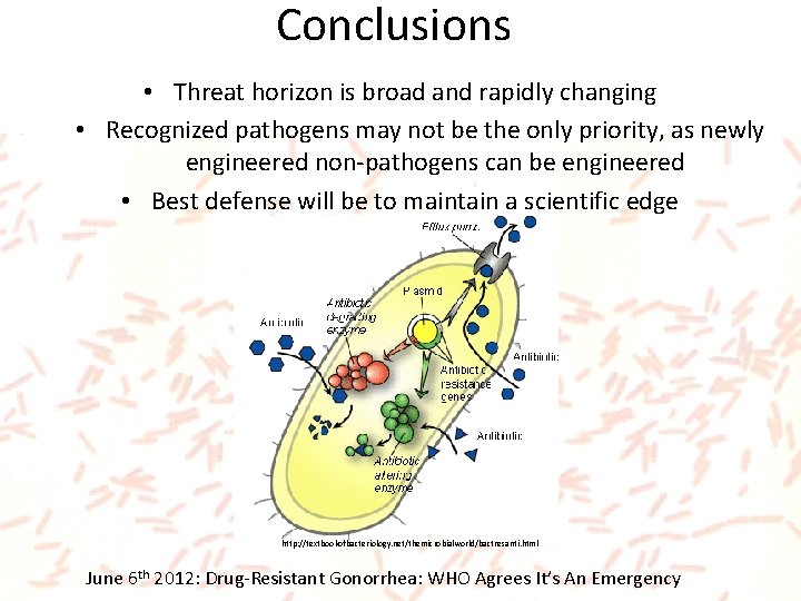 Conclusions • Threat horizon is broad and rapidly changing • Recognized pathogens may not
