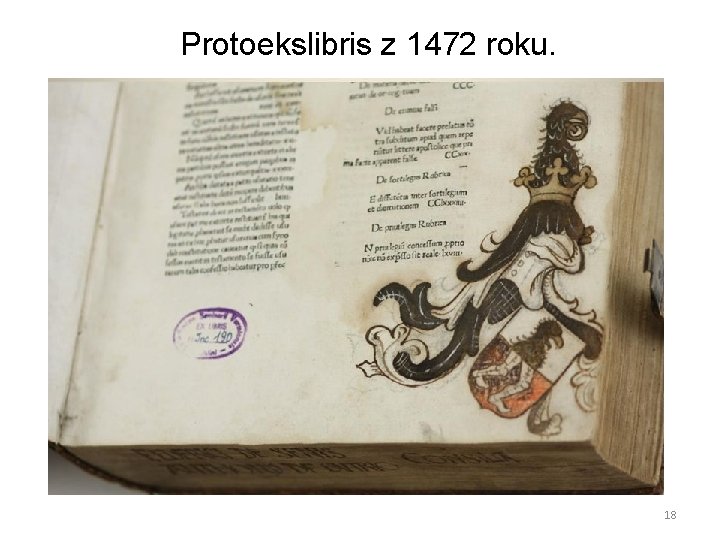 Protoekslibris z 1472 roku. 18 
