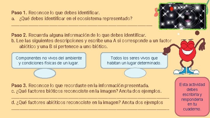 Paso 1. Reconoce lo que debes identificar. a. ¿Qué debes identificar en el ecosistema