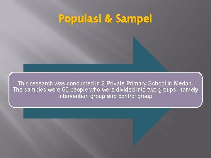 Populasi & Sampel This research was conducted in 2 Private Primary School in Medan.