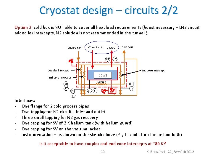Cryostat design – circuits 2/2 Option 2: cold box is NOT able to cover