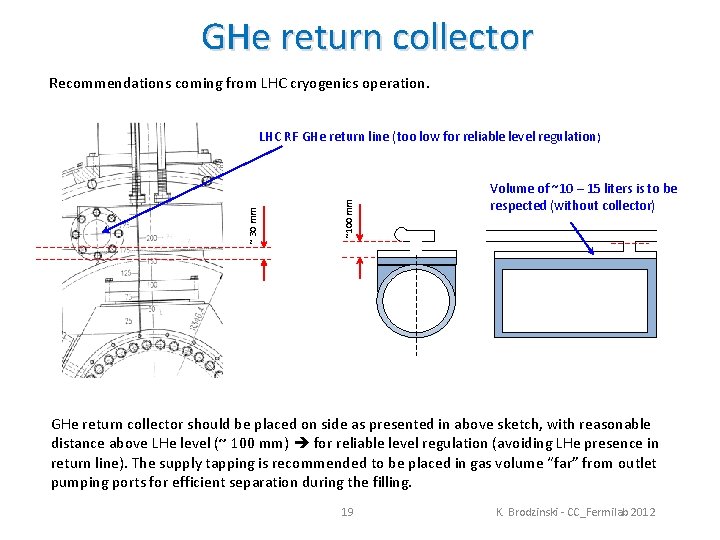 GHe return collector Recommendations coming from LHC cryogenics operation. ~100 mm ~ 30 mm
