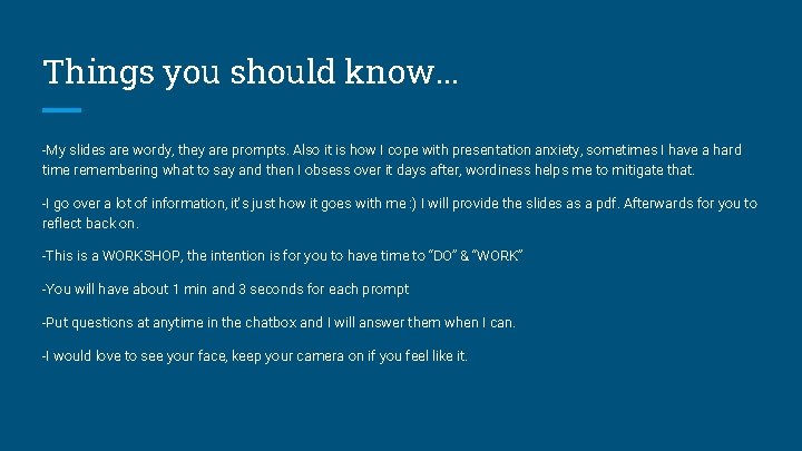 Things you should know. . . -My slides are wordy, they are prompts. Also
