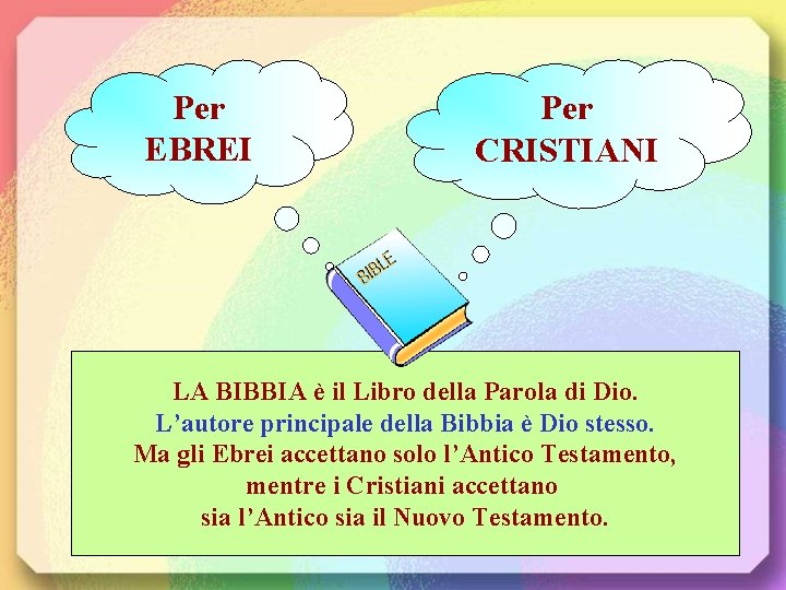 Per EBREI Per CRISTIANI LA BIBBIA è il Libro della Parola di Dio. L’autore