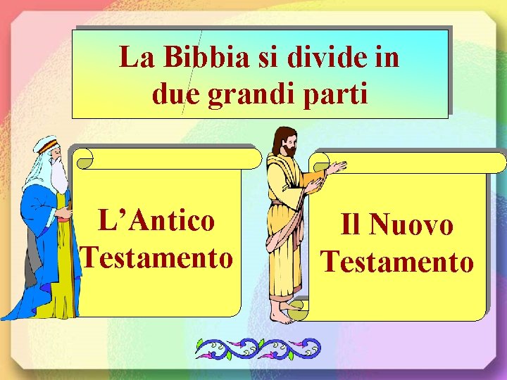 La Bibbia si divide in due grandi parti L’Antico Testamento Il Nuovo Testamento 