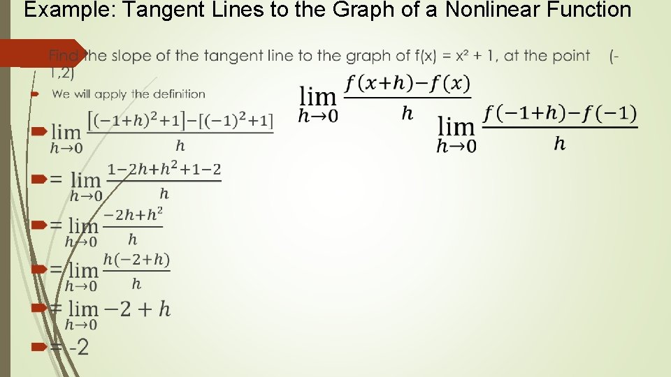 Example: Tangent Lines to the Graph of a Nonlinear Function 