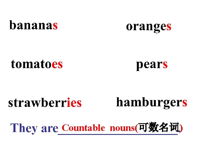 Countable nouns(可数名词) They are__________. 