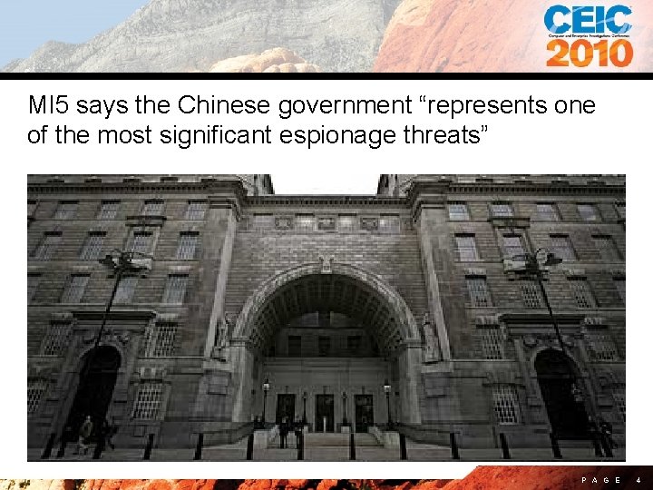 MI 5 says the Chinese government “represents one of the most significant espionage threats”