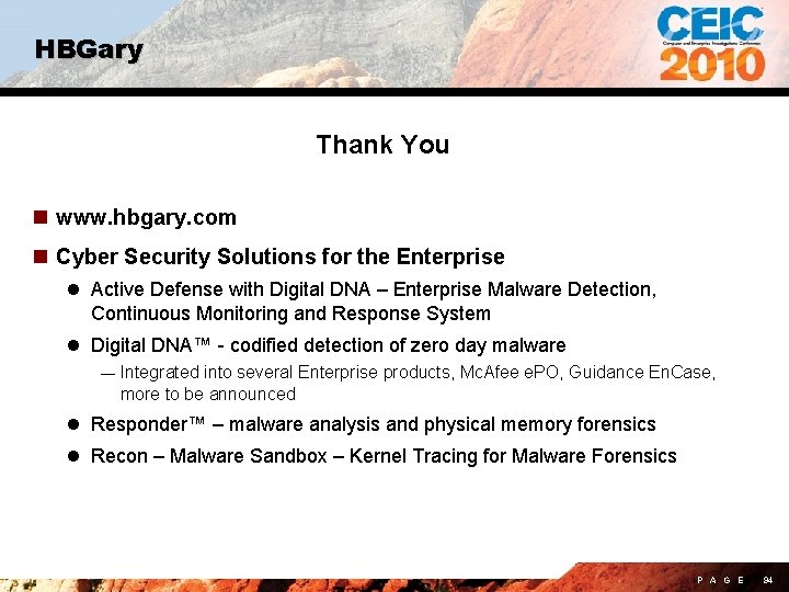 HBGary Thank You n www. hbgary. com n Cyber Security Solutions for the Enterprise