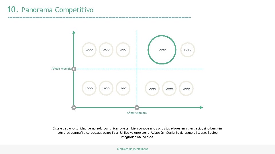 10. Panorama Competitivo LOGO LOGO Añadir ejemplo LOGO Añadir ejemplo Esta es su oportunidad