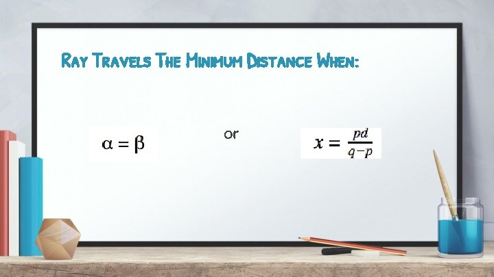 Ray Travels The Minimum Distance When: or 