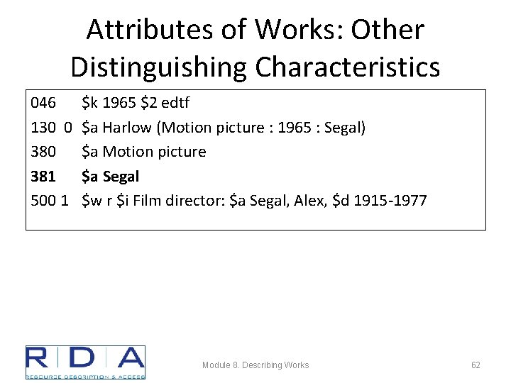 Attributes of Works: Other Distinguishing Characteristics 046 130 0 381 500 1 $k 1965