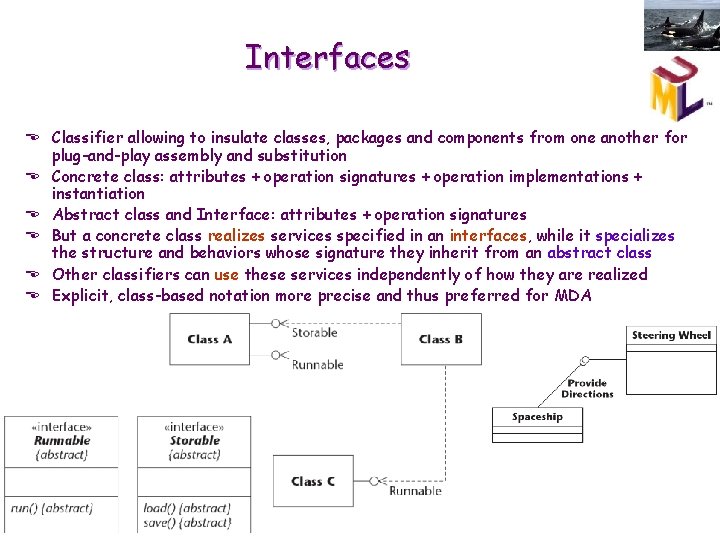 Interfaces E Classifier allowing to insulate classes, packages and components from one another for