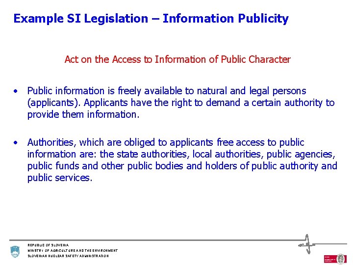 Example SI Legislation – Information Publicity Act on the Access to Information of Public