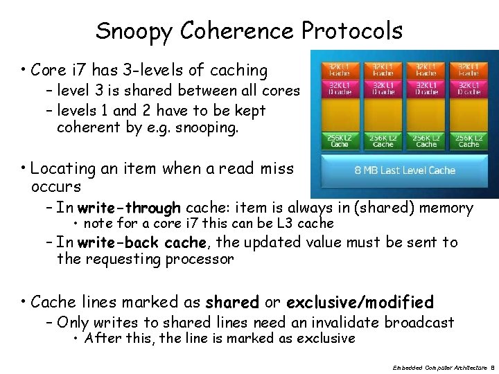 Snoopy Coherence Protocols • Core i 7 has 3 -levels of caching – level