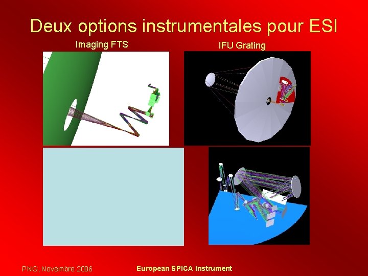 Deux options instrumentales pour ESI Imaging FTS PNG, Novembre 2006 IFU Grating European SPICA