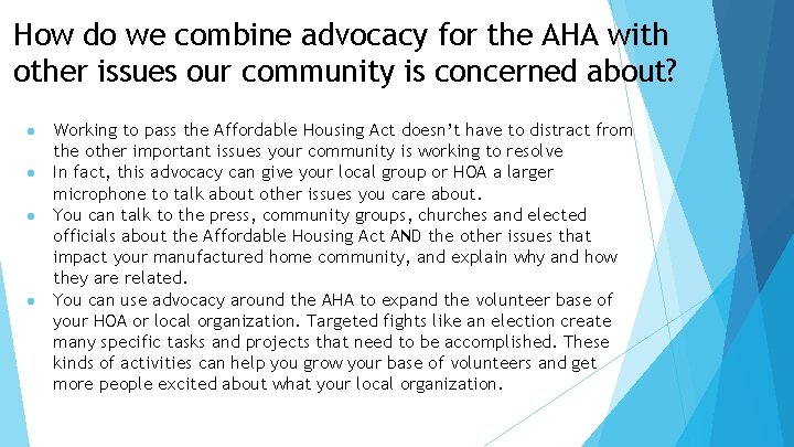 How do we combine advocacy for the AHA with other issues our community is