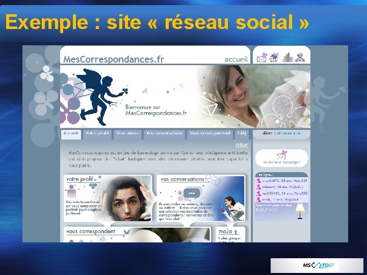 Exemple : site « réseau social » 