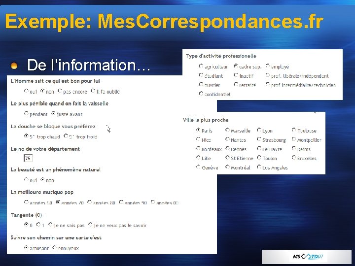 Exemple: Mes. Correspondances. fr De l’information… 