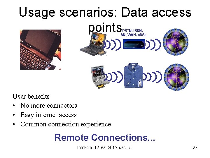 Usage scenarios: Data access points PSTN, ISDN, LAN, WAN, x. DSL User benefits •