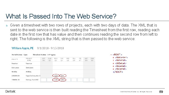 What Is Passed Into The Web Service? » Given a timesheet with two rows