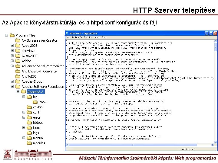 HTTP Szerver telepítése Az Apache könyvtárstruktúrája, és a httpd. conf konfigurációs fájl 