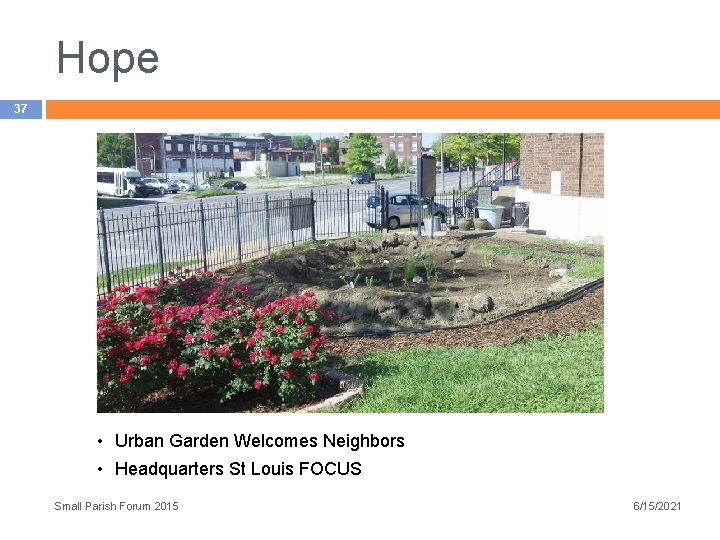 Hope 37 • Urban Garden Welcomes Neighbors • Headquarters St Louis FOCUS Small Parish