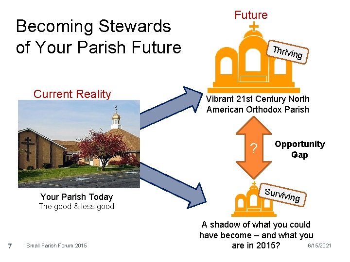 Becoming Stewards of Your Parish Future Current Reality Future Thrivi ng Vibrant 21 st