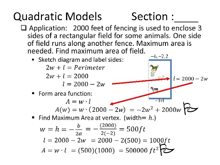 Quadratic Models Section : ____ • P P 