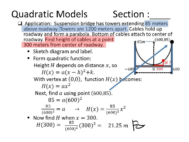 Quadratic Models Section : ____ • P 